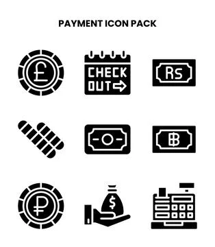 Payment Glyph Bundle Icons Pack Stock Illustration