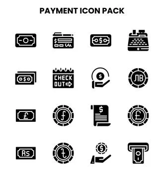 Payment Glyph Bundle Icons Pack 스톡 일러스트