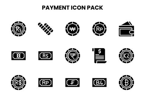 Payment Glyph Icons Pack Illustrazione stock