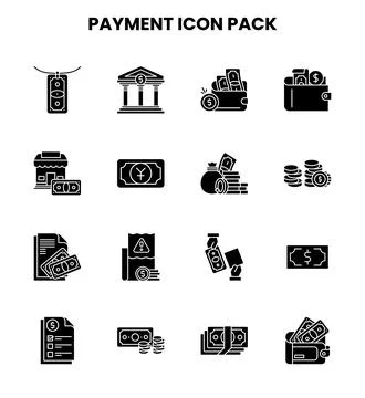 Payment Glyph Scalable Icons Pack Stock Illustration