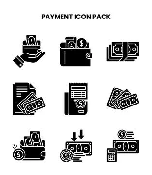 Payment Glyph Vector Icons Pack Stock Illustration