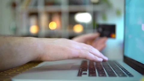 Payment for goods from home via the Internet using a card. Stock Footage 127117976