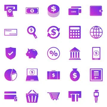Payment gradient icons on white background Stock Illustration