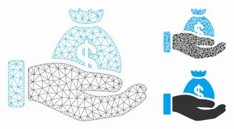 Payment Hand Vector Mesh Carcass Model and Triangle Mosaic Icon Stock Illustration