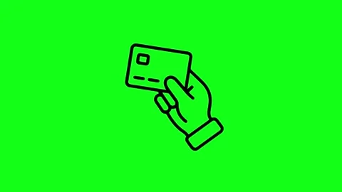 Payment Icon Animation Hand Holding Credit Card Outline Motion Graphic Stock Footage 322990225