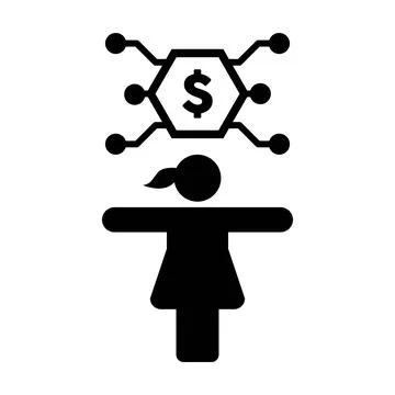 Payment icon vector digital dollar currency with female person for digital Stock Illustration