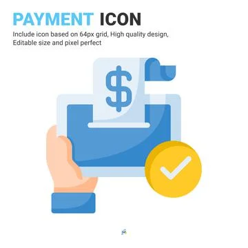 Payment icon vector with flat color style isolated on white background Stock Illustration