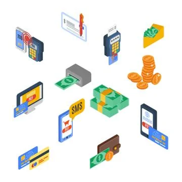 Payment Icons Isometric Illustrazione stock