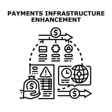 Payment infrastructure enhancement concept modern financial technology Stock Illustration