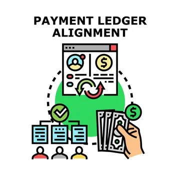 Payment ledger alignment process concept managing transactions Stock Illustration