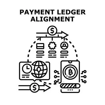 Payment ledger alignment processing distributed financial transactions Stock Illustration
