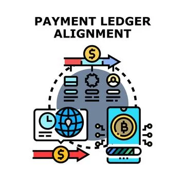 Payment ledger alignment processing distributed financial transactions Stock Illustration