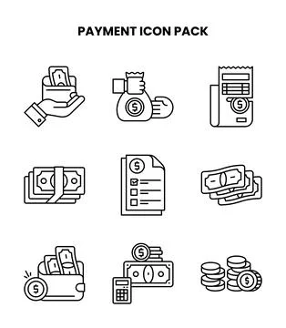 Payment Line Design Icons Pack Stock Illustration