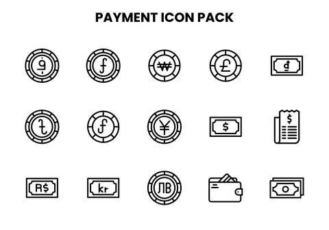 Payment Line Graphics Icons Pack Stock Illustration