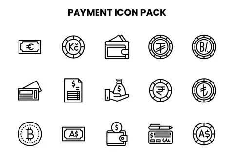 Payment Line Graphics Icons Pack Stock Illustration