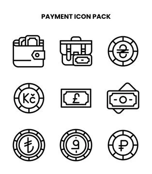 Payment Line UI Icons Pack Stock Illustration