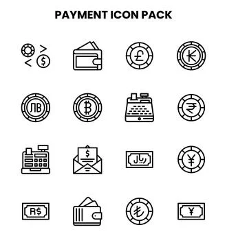 Payment Line UI Icons Pack Illustrazione stock