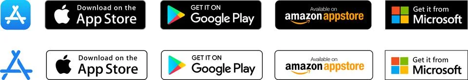 Payment logo Apple App Store Get it on Google Play Amazon Appstore pay icons Stock Illustration