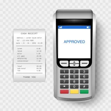 Payment Machine, POSt terminal with cash receipt Stock Illustration