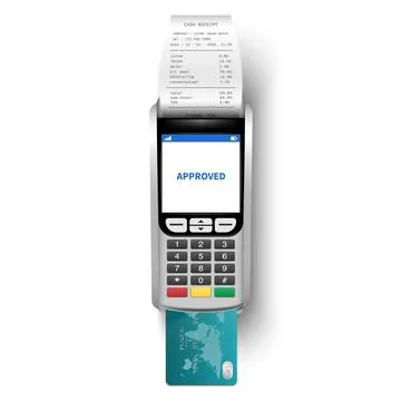 Payment Machine, POSt terminal with cash receipt and credit card Stock Illustration