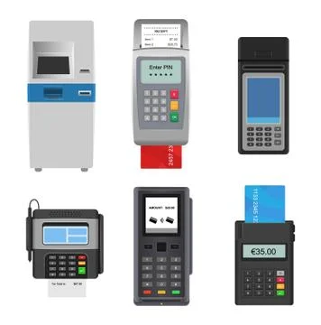 Payment machine vector pos banking terminal for credit card to pay atm bank Illustrazione stock