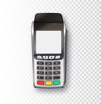 Payment machine. Vector Realistic Silver 3d Payment Machine. POS terminal with 스톡 일러스트