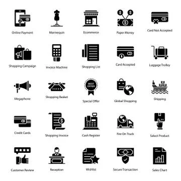 Payment Method Filled Icons Pack Illustrazione stock