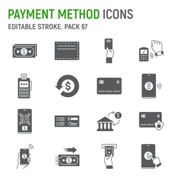 Payment method glyph icon set Stock-Illustration