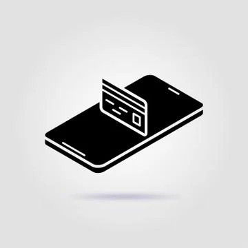 Payment method isometric black icon on gray background with soft shadow Stock Illustration