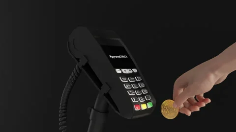 Payment Method from Pos Machine with Bitcoin 库存影片 220766493