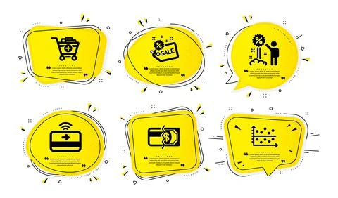 Payment methods, Add products and Contactless payment icons set. Sale, Discount Ilustración de archivo