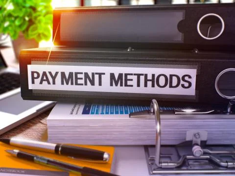 Payment Methods on Black Ring Binder. Blurred, Toned Image Stock Illustration