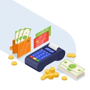 Payment methods icons set. Money transfer vector 3d isometric illustration. C Stock Illustration