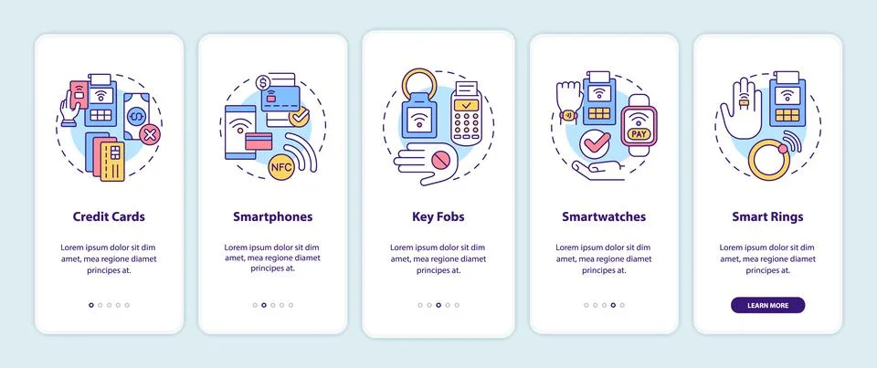 Payment methods onboarding mobile app screen Stock Illustration