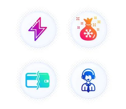 Payment methods, Santa sack and Energy icons set. Shipping support sign. Wallet Stock Illustration