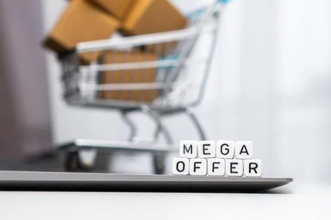 Payment methods words on cubes with a toy shopping cart and cardboard boxes in Stock Photos