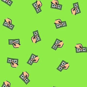 Payment money hand vector seamless pattern Stock Illustration