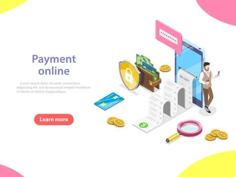 Payment online flat isometric vector concept. Illustrazione stock