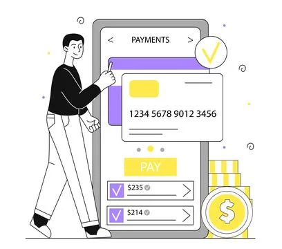 Payment online vector outline concept Stockillustratie