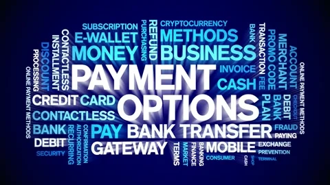 Payment Options animated word cloud,animation kinetic typography seamless loop. Vídeo Stock 294340404