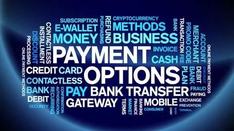 Payment Options animated word cloud,animation kinetic typography seamless loop. Vídeo Stock 294341042