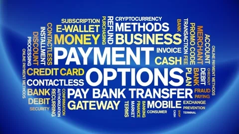 Payment Options animated word cloud,animation kinetic typography seamless loop. Vídeo Stock 294343049