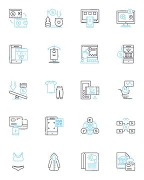 Payment options linear icons set. Credit, Debit, PayPal, Venmo, Apple Pay Stock Illustration