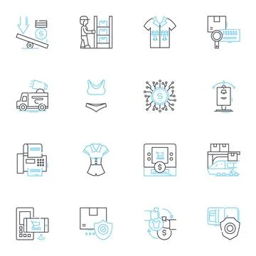 Payment options linear icons set. Credit, Debit, PayPal, Venmo, Apple Pay Stock Illustration