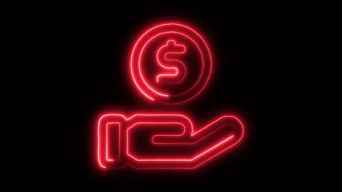 Payment Outline Icon in HD Video Neon Animation Stock Footage 304553155