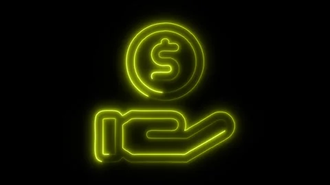 Payment Outline Icon in HD Video Neon Animation Stock Footage 304553158