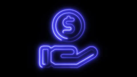 Payment Outline Icon in HD Video Neon Animation Stock Footage 304553160