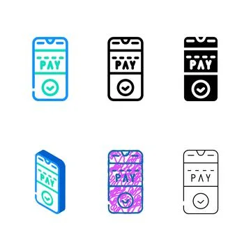Payment phone application pack color icon vector Stock Illustration