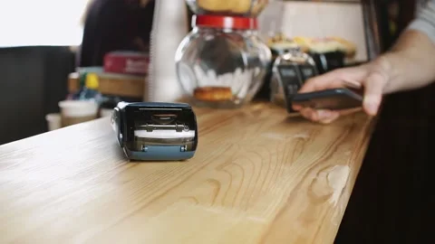 Payment by phone at the terminal Stock Footage 138813231
