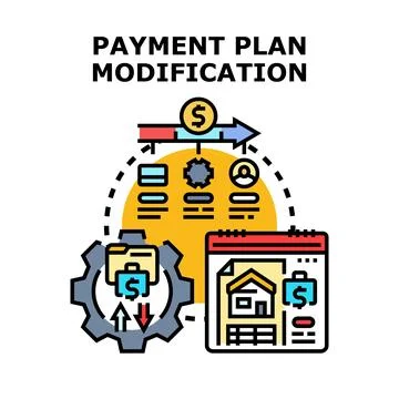 Payment plan modification process adjusting financial conditions Stock Illustration